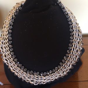 Silver bib statement necklace